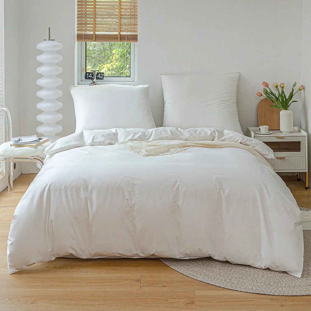 Long-Lasting Simple Soft Cotton Duvet Cover Sham Set Green