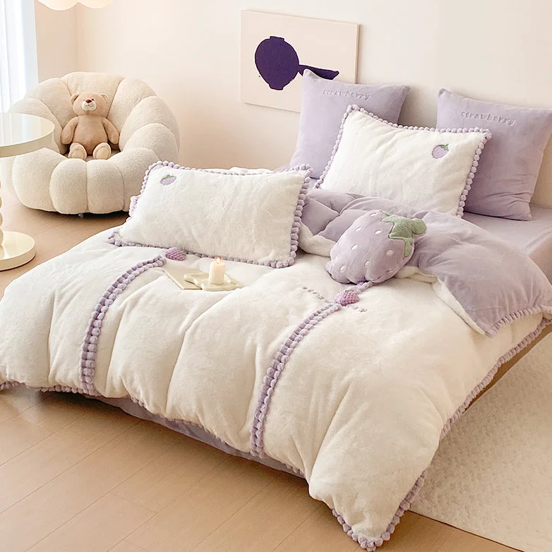 Top-Quality Purple Strawberry Bedding Set Carefully Designed