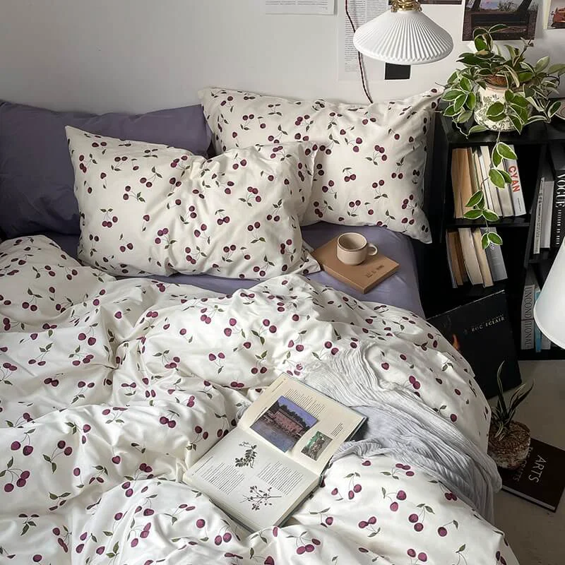 Authentic Purple Cherries Bedding Set Dependable