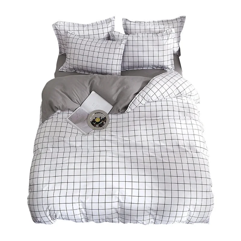 Eco-Friendly Plain Grid Bedding Set World-Class