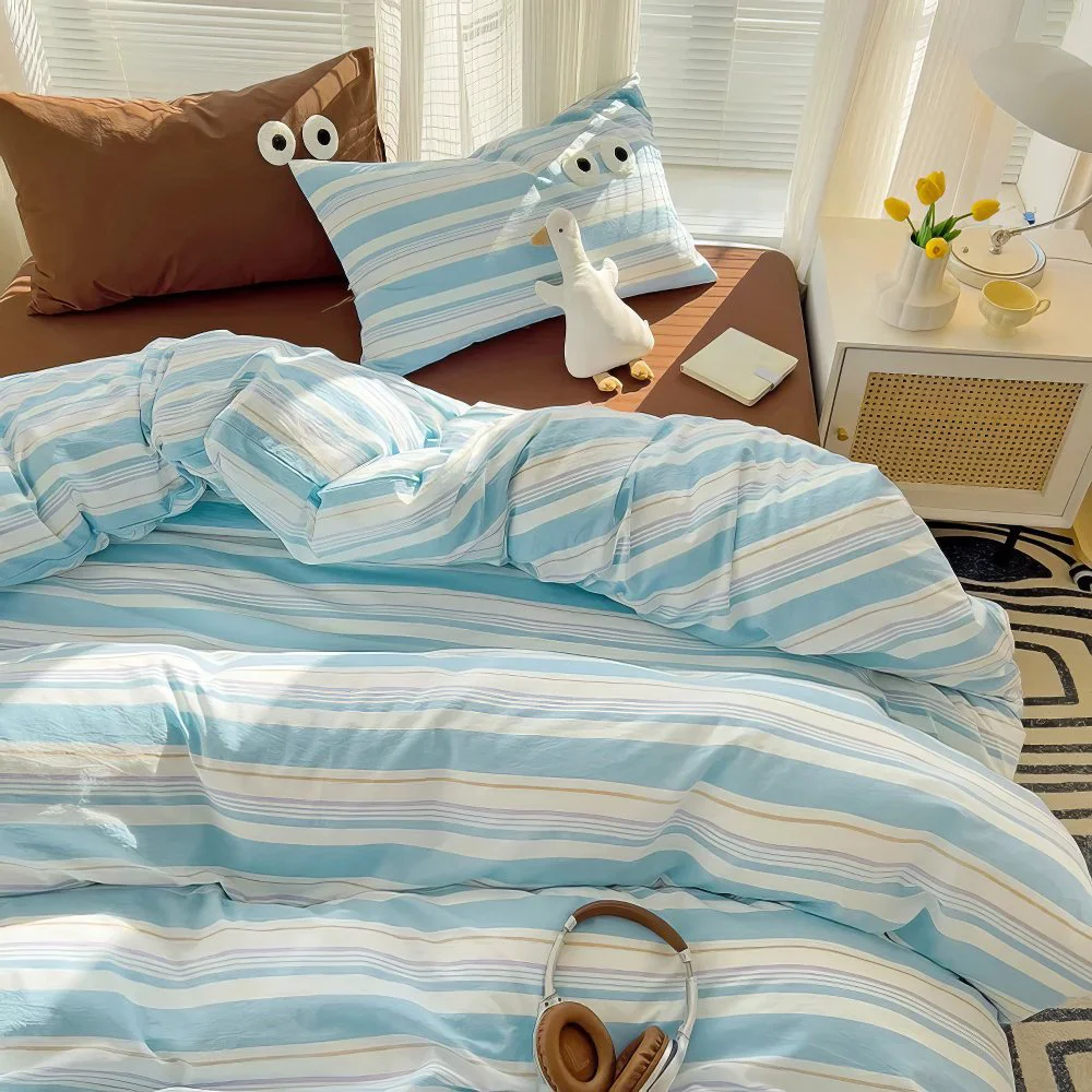 Trendy Pastel Retro Striped Bedding Set Top-Quality