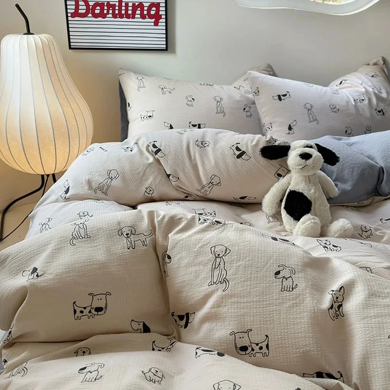 Functional Little Puppy Print Bedding Set Professional