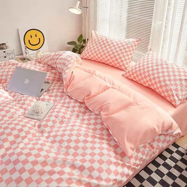 Effective Pink Checkered Bedding Set Sophisticated
