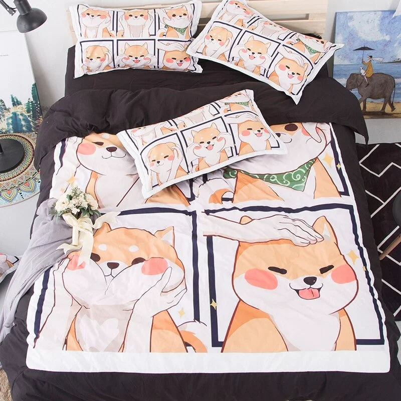 Flexible Kawaii Shiba Bedding Set Reusable