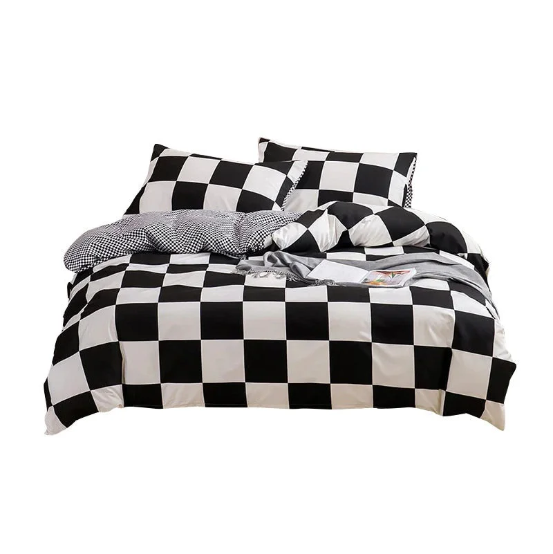 Practical Large Black White Check Bedding Set Verified