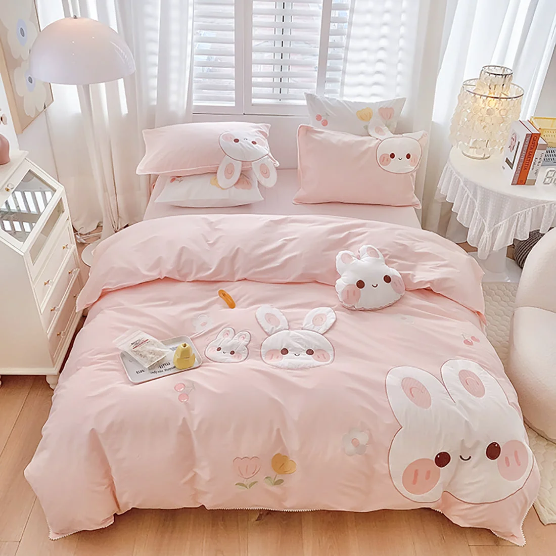 Clean Cute Bunny Inspire Bedding Set Solid