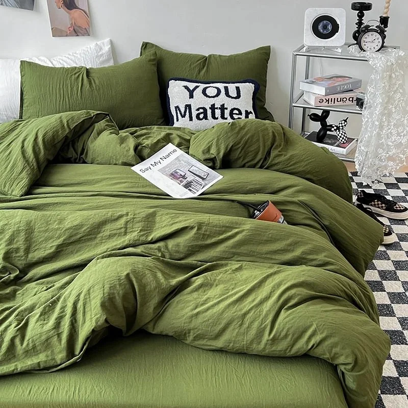 Expertly Made Crumpled Solid Color Sheets Bedding Set Reliable