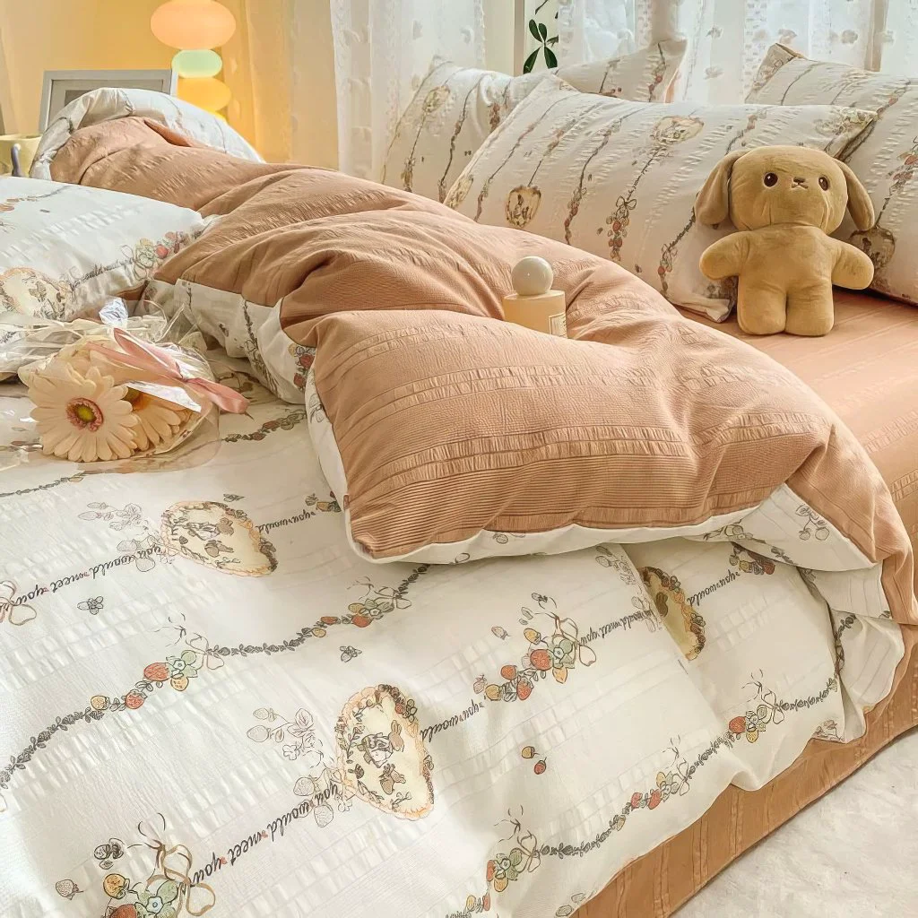 Next-Generation Cottagecore Rabbits Textured Bedding Set Pure