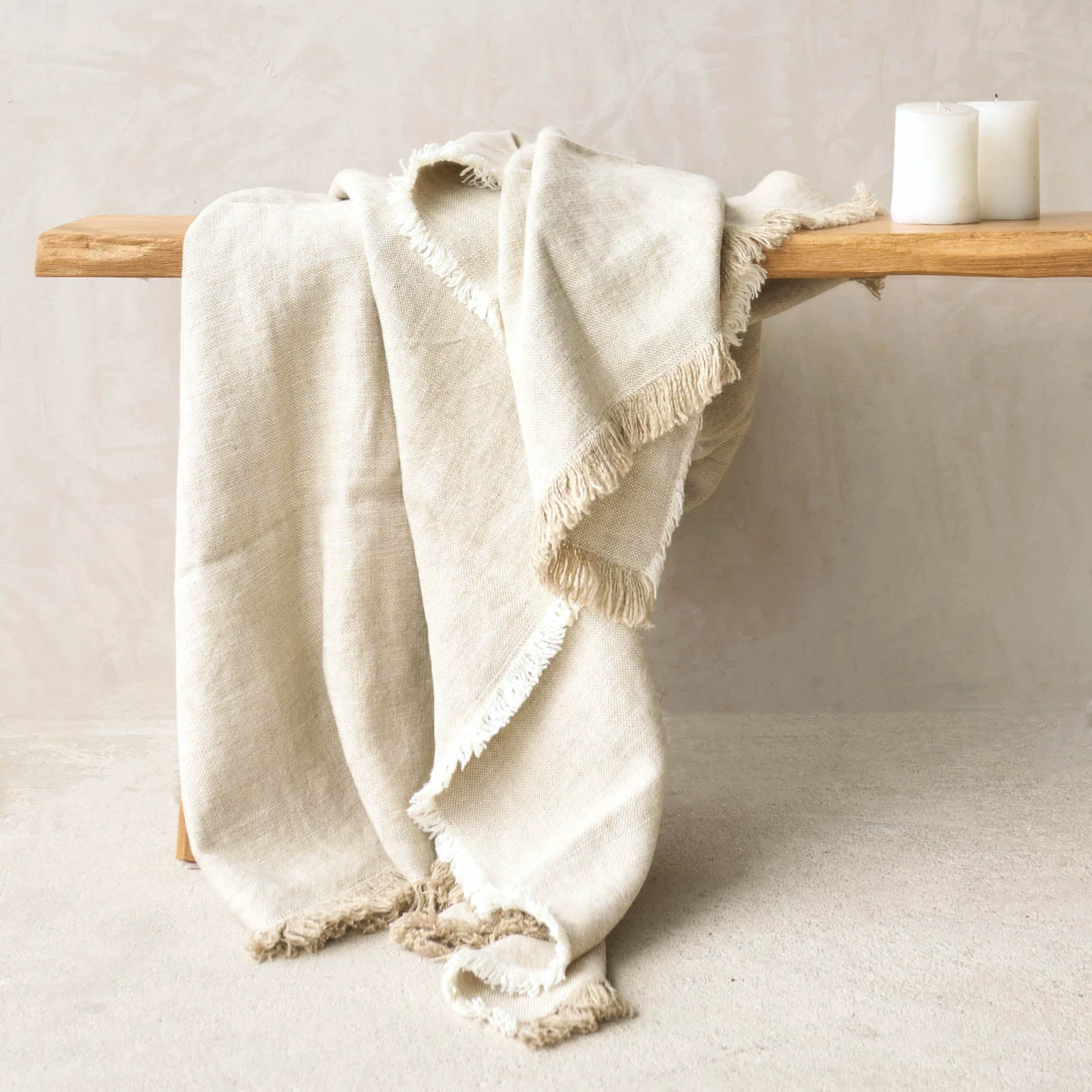 Stylish Hugo Throw Linen Oatmeal Sustainable