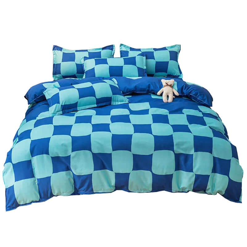 Flexible Blue Checker Bedding Set Innovative