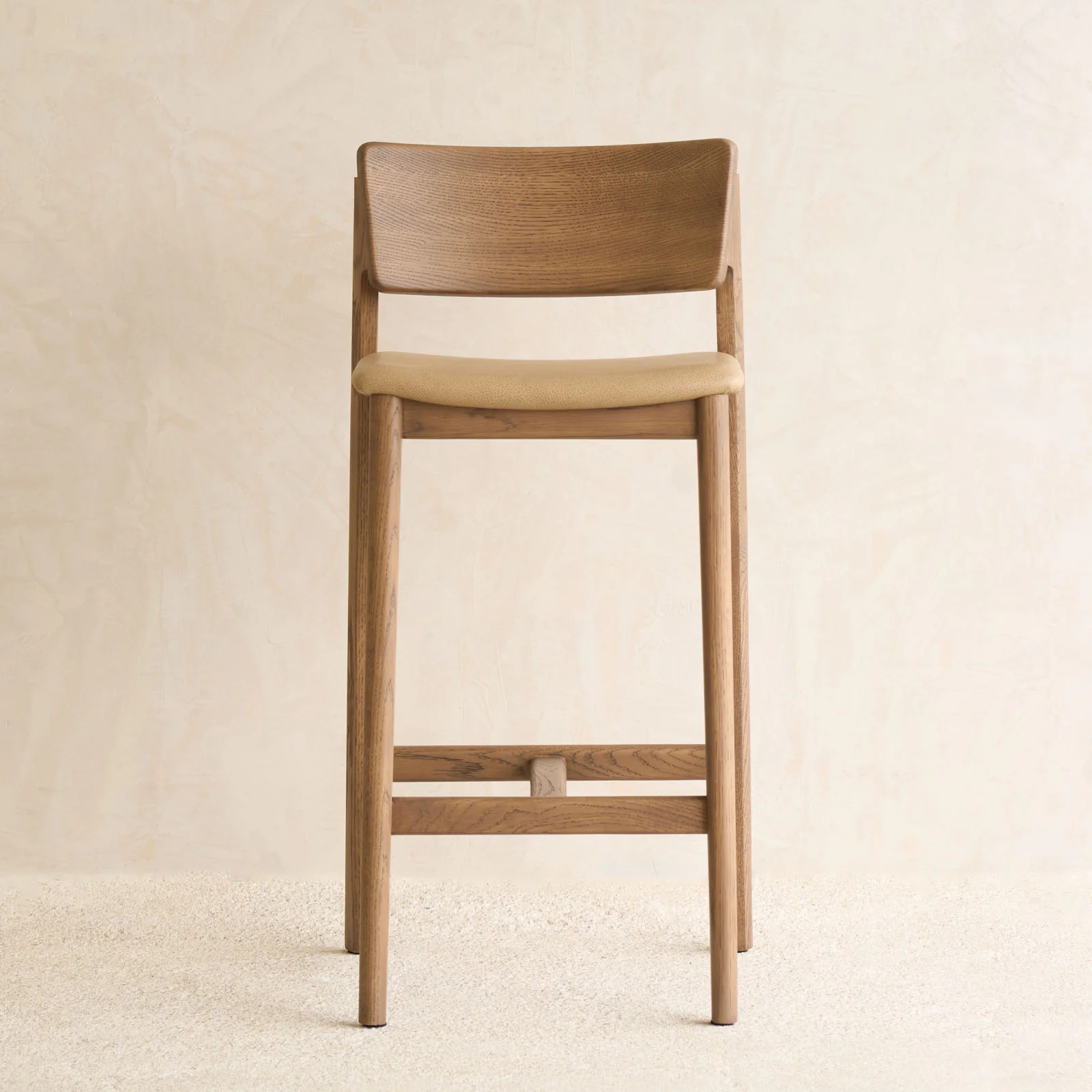 Easy-to-Use Poise Leather Counter Stool Latte Oak Frame - Arena Secure