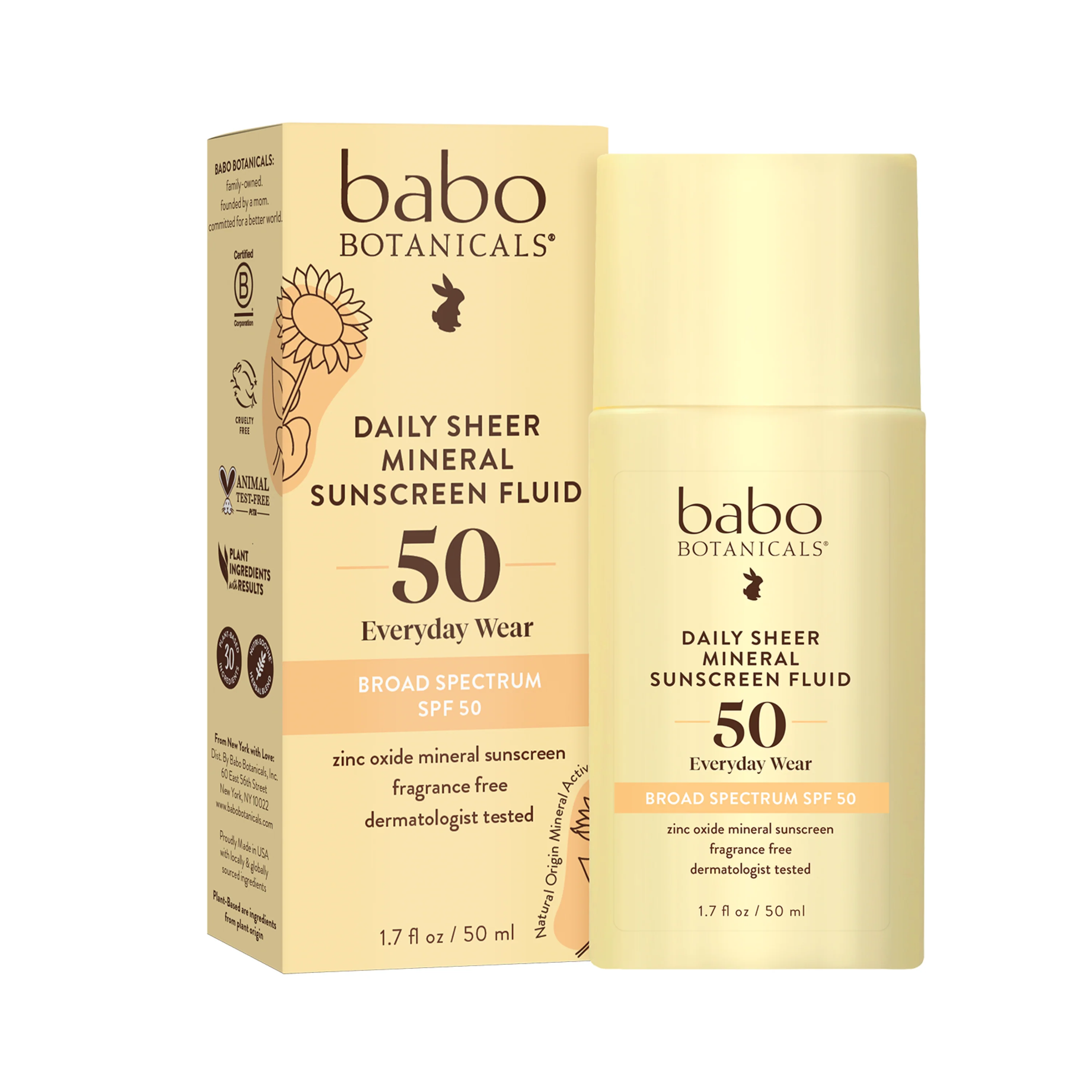 Long-Lasting Babo Botanicals Daily Sheer Fluid Mineral Sunscreen - SPF 50 Functional