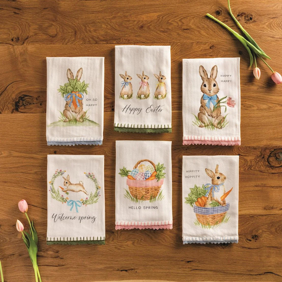 Secure Vintage Bunny Cotton Trim Hand Towel Crochet Edge Certified