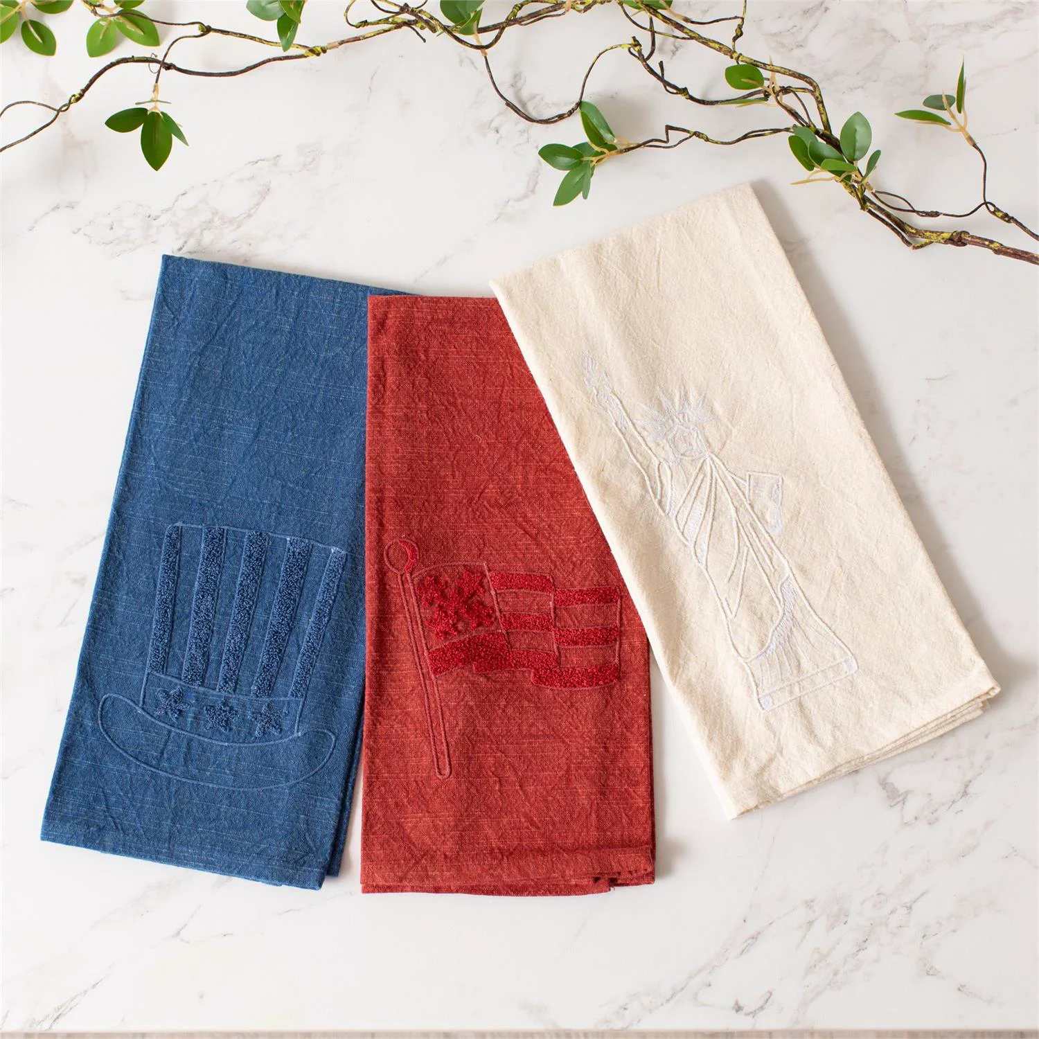 Unique Patriotic Stonewashed Cotton Tea Towels Luxury