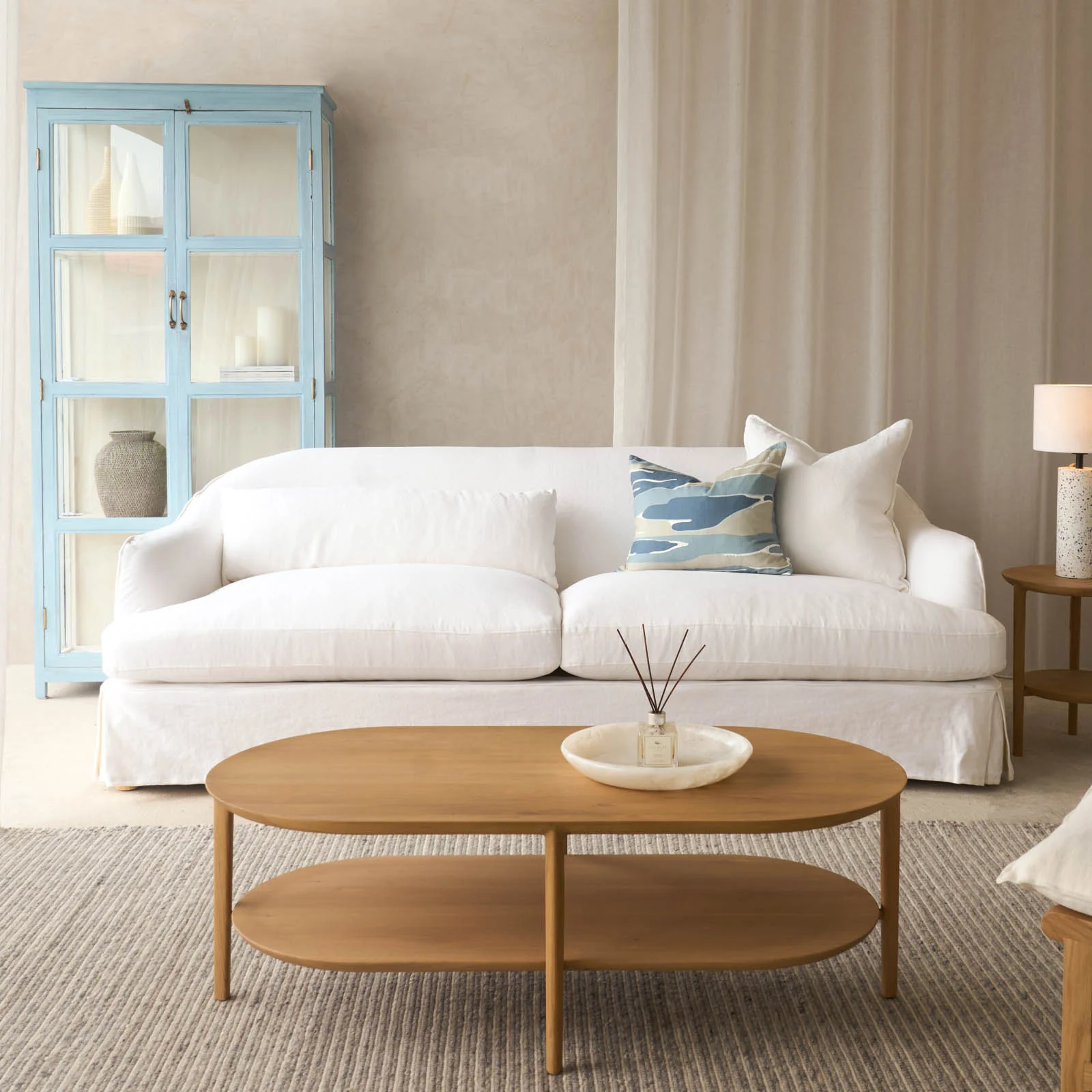 Sophisticated Trevi Fabric Sofa Snow 230cm Dependable