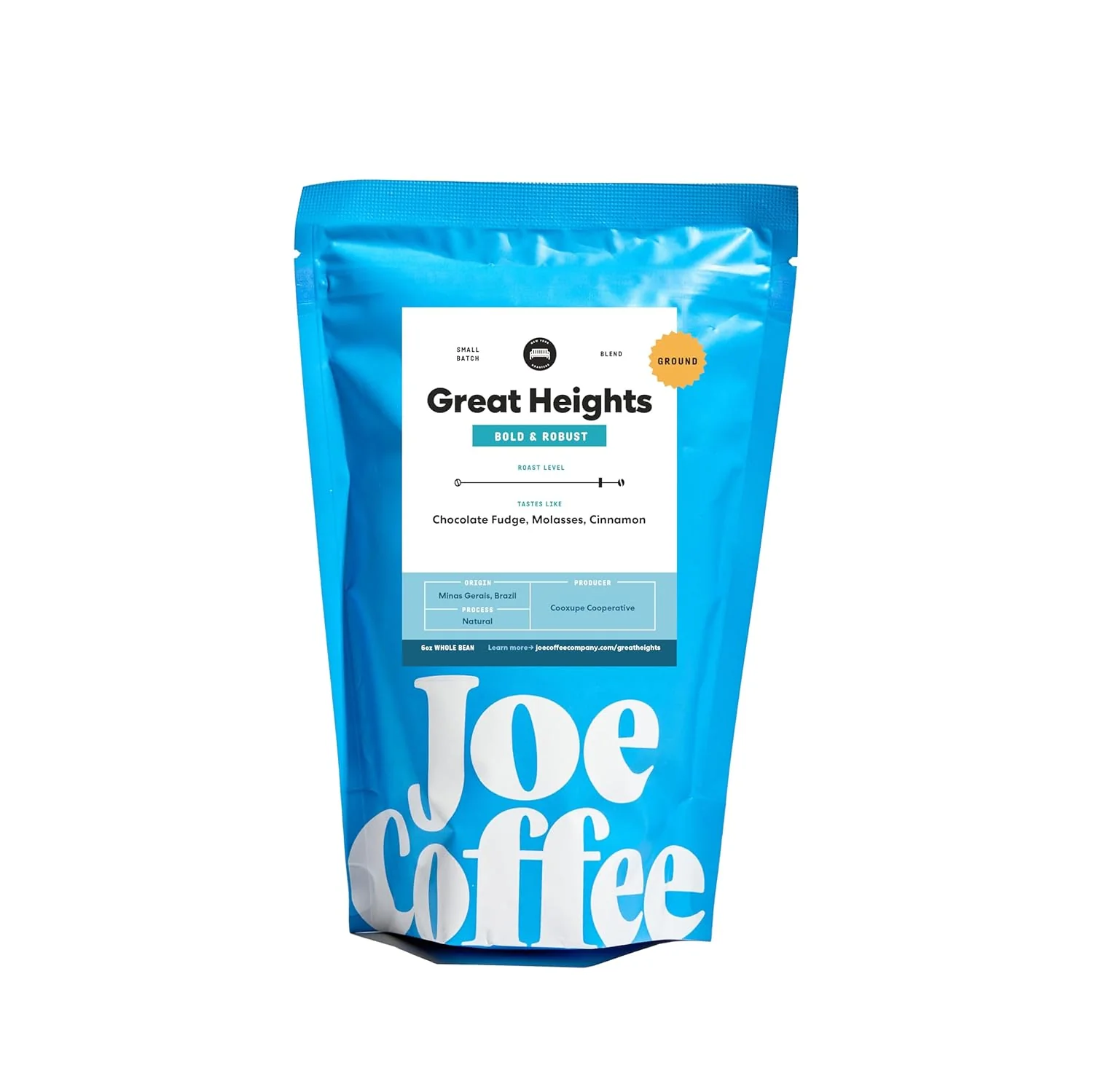 Solid Joe Coffee Company - Great Heights Ground Specialty Coffee 6 oz Bag NYC Roaster Rainforest Alliance Kosher Climate-Friendly Traditional