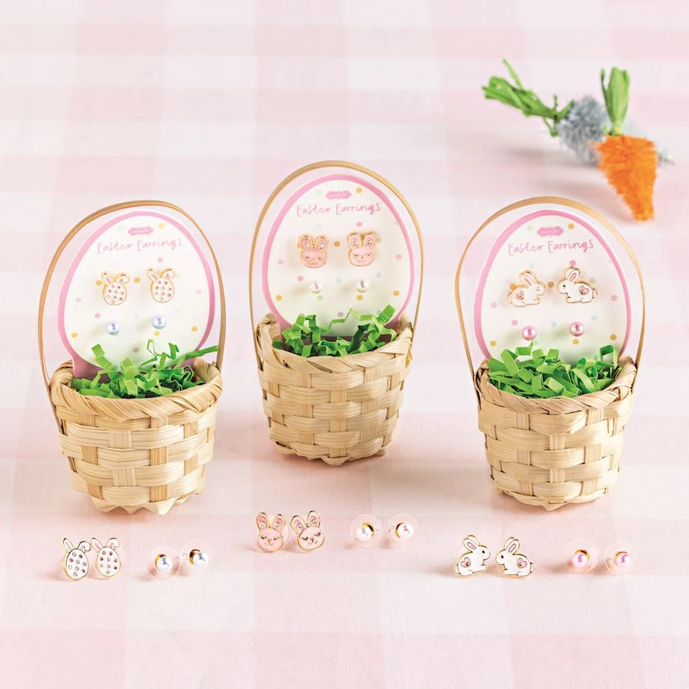 Fast Easter Stud Earring Basket Set Bunny Egg Designs Excellent