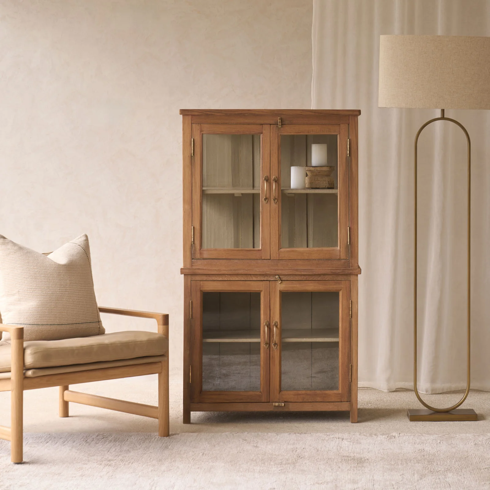 First-Class Vintage Medium Cabinet Natural Fine Crafted