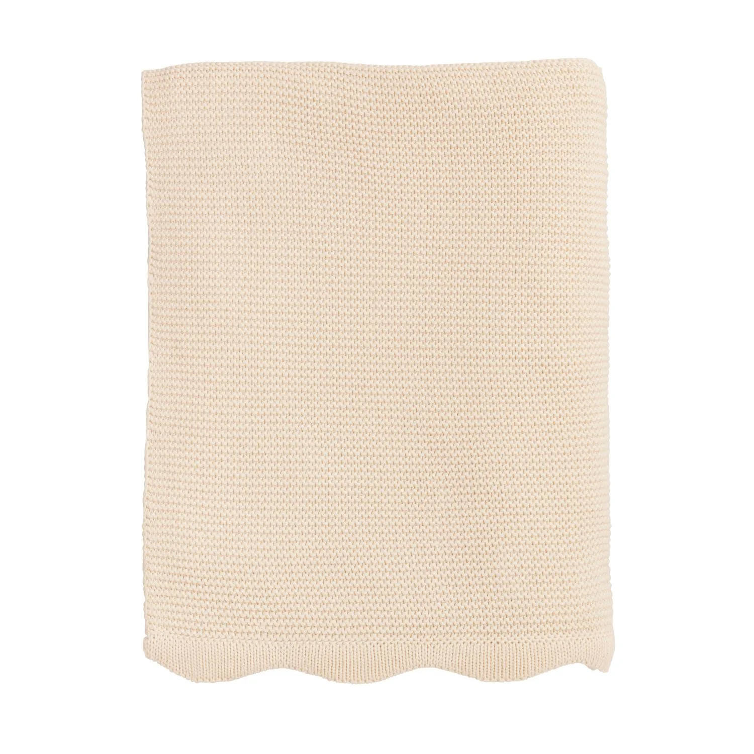 Elegant Cream Scallop Crochet Knit Throw Blanket 60 x 50 Enhanced