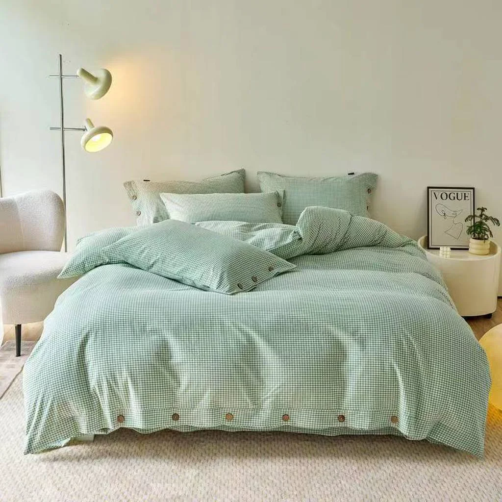 Next-Generation Gingham Bedding Set - Mint Green Modern