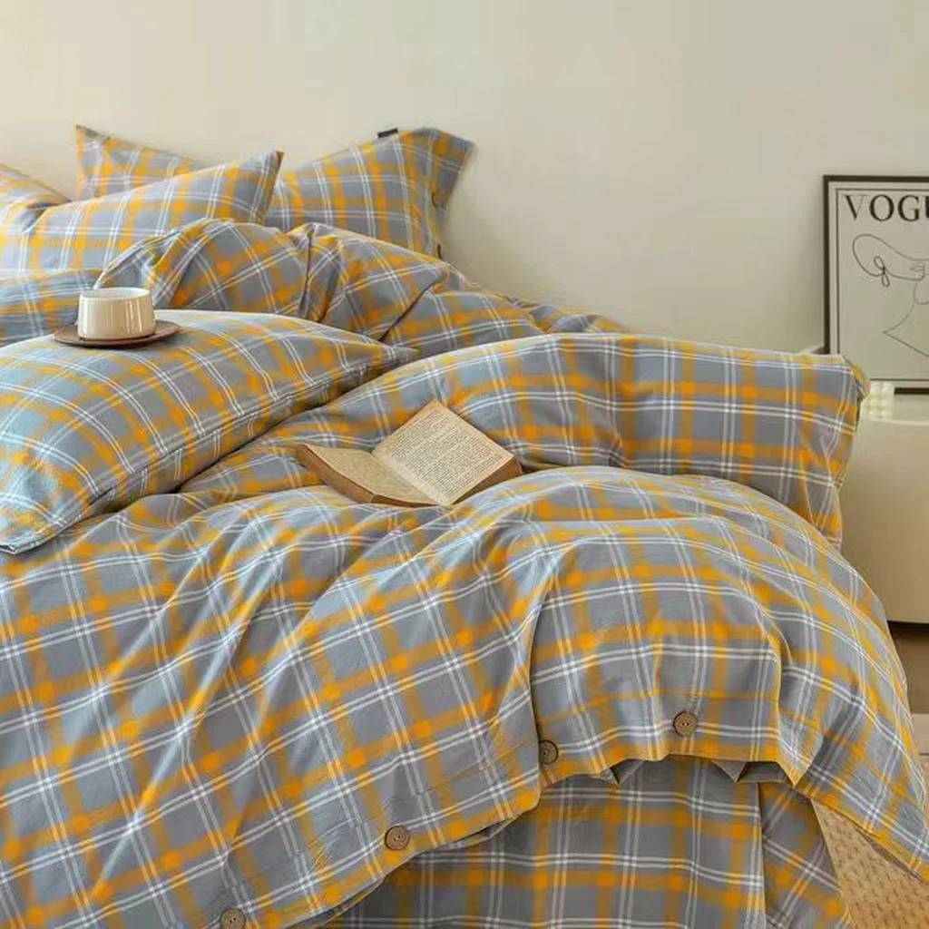 Green Gingham Bedding Set - Yellow Optimized
