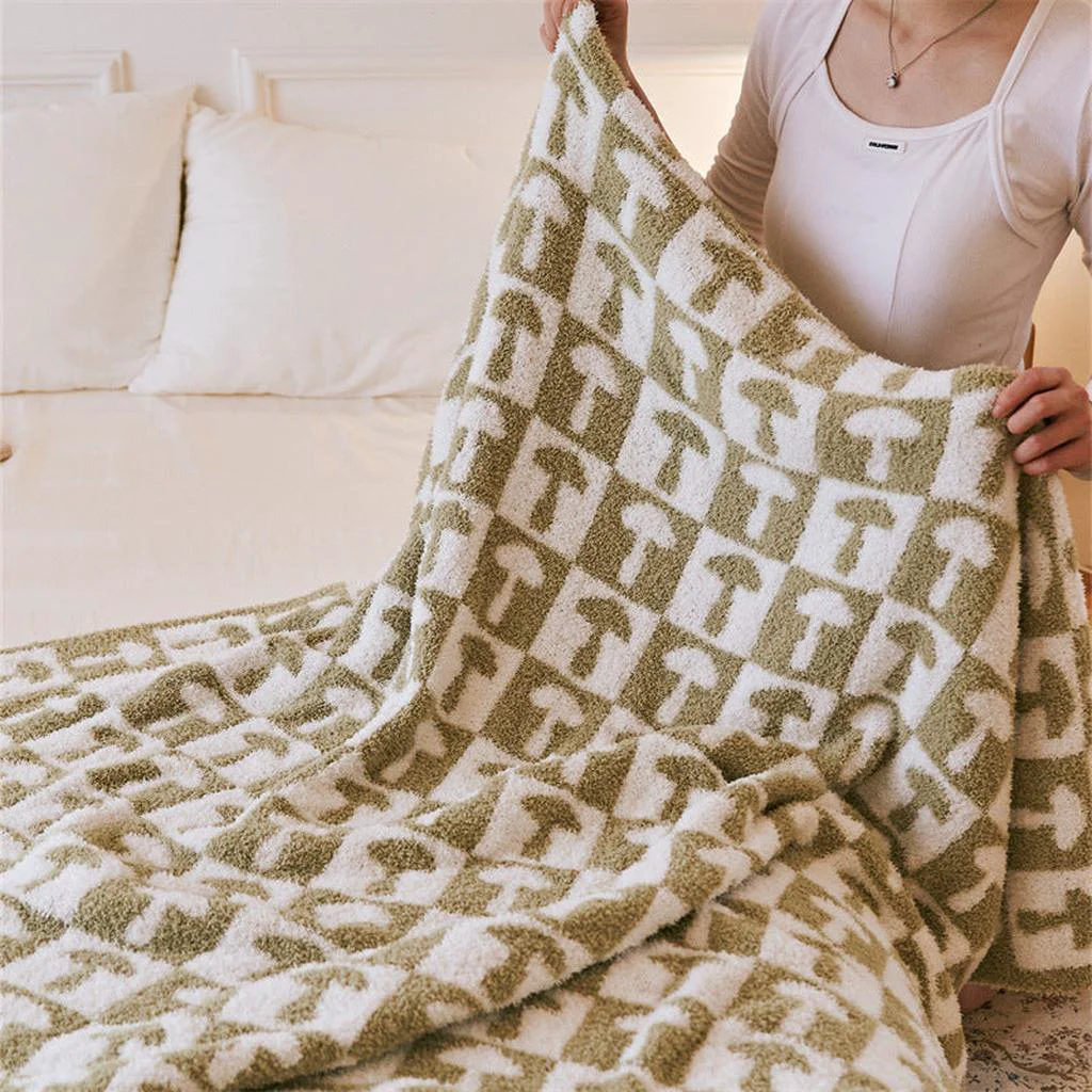 Organic Mushroom Throw Blanket Yellow-green Dependable