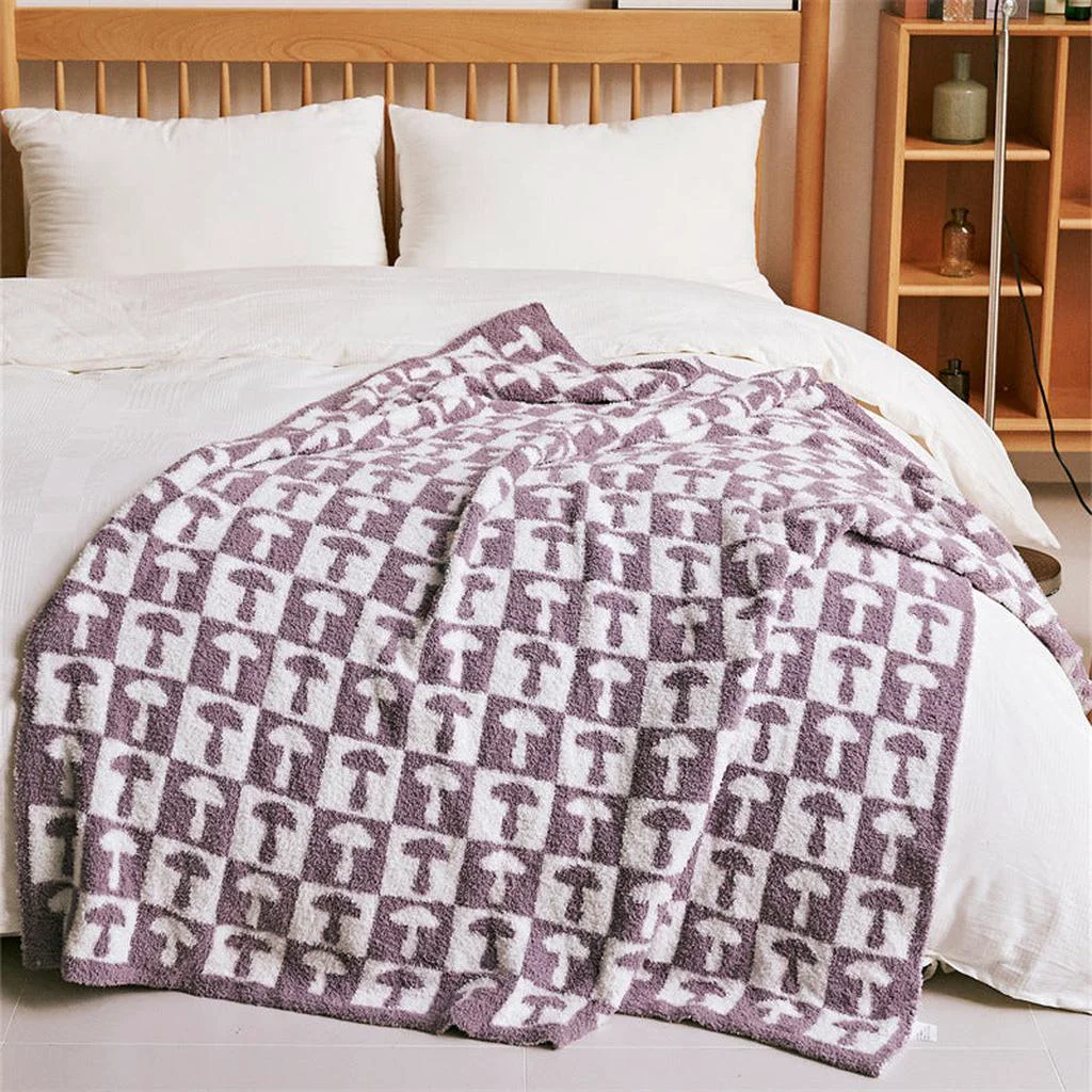 Fine Mushroom Throw Blanket Dusty Purple Secure