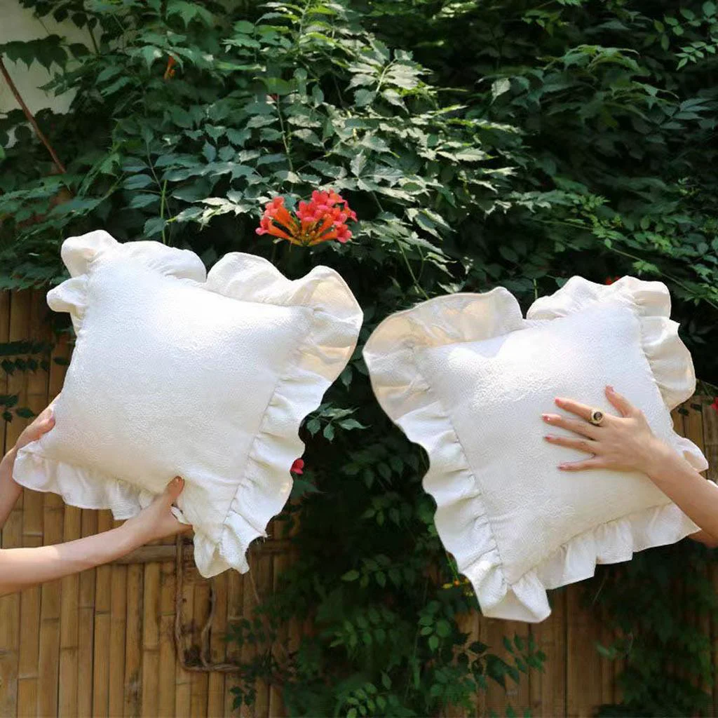 Pure Vintage Jacquard Ruffle Throw Pillow Fast