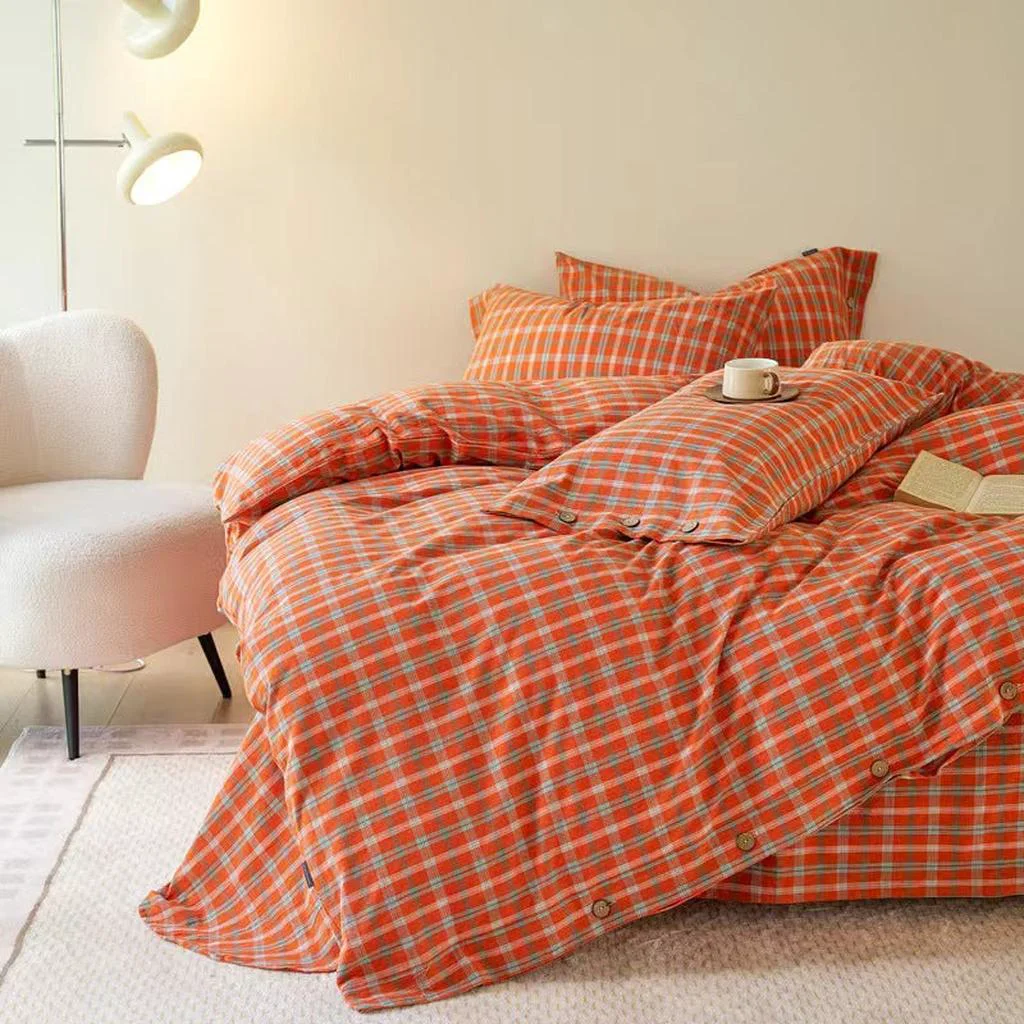 Responsible Gingham Bedding Set - Orange Exceptional