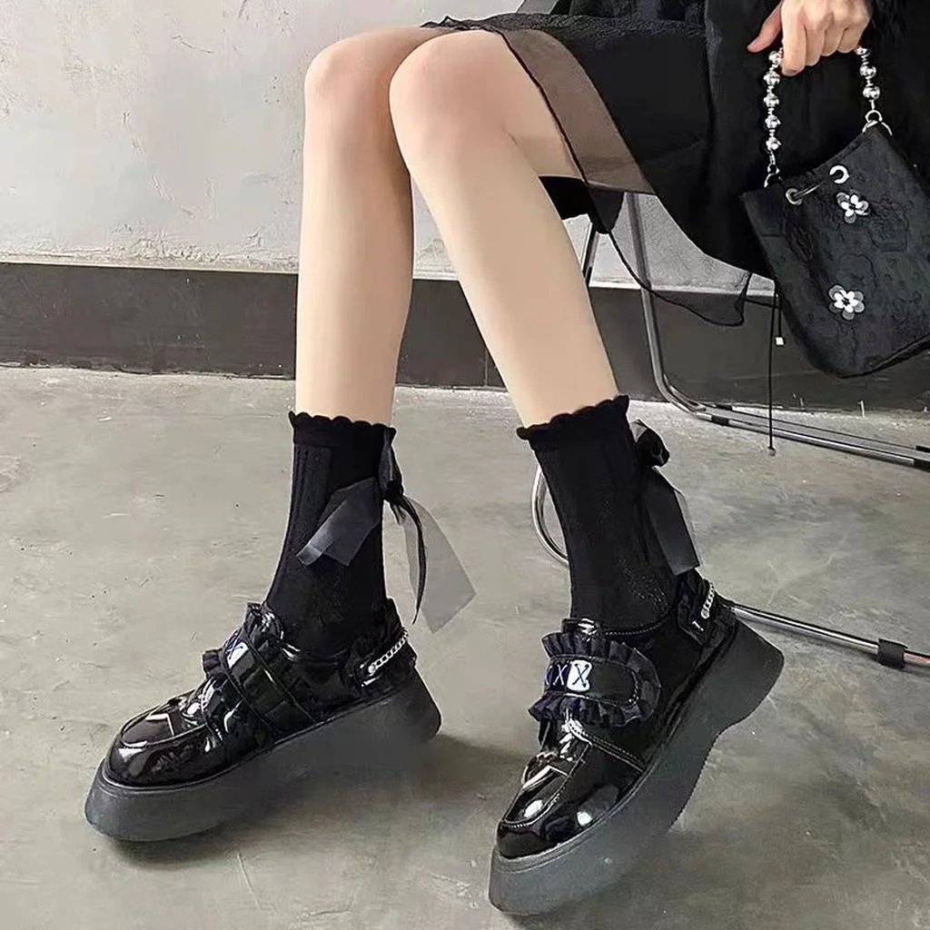 Expertly Made Black Bow Socks Safe