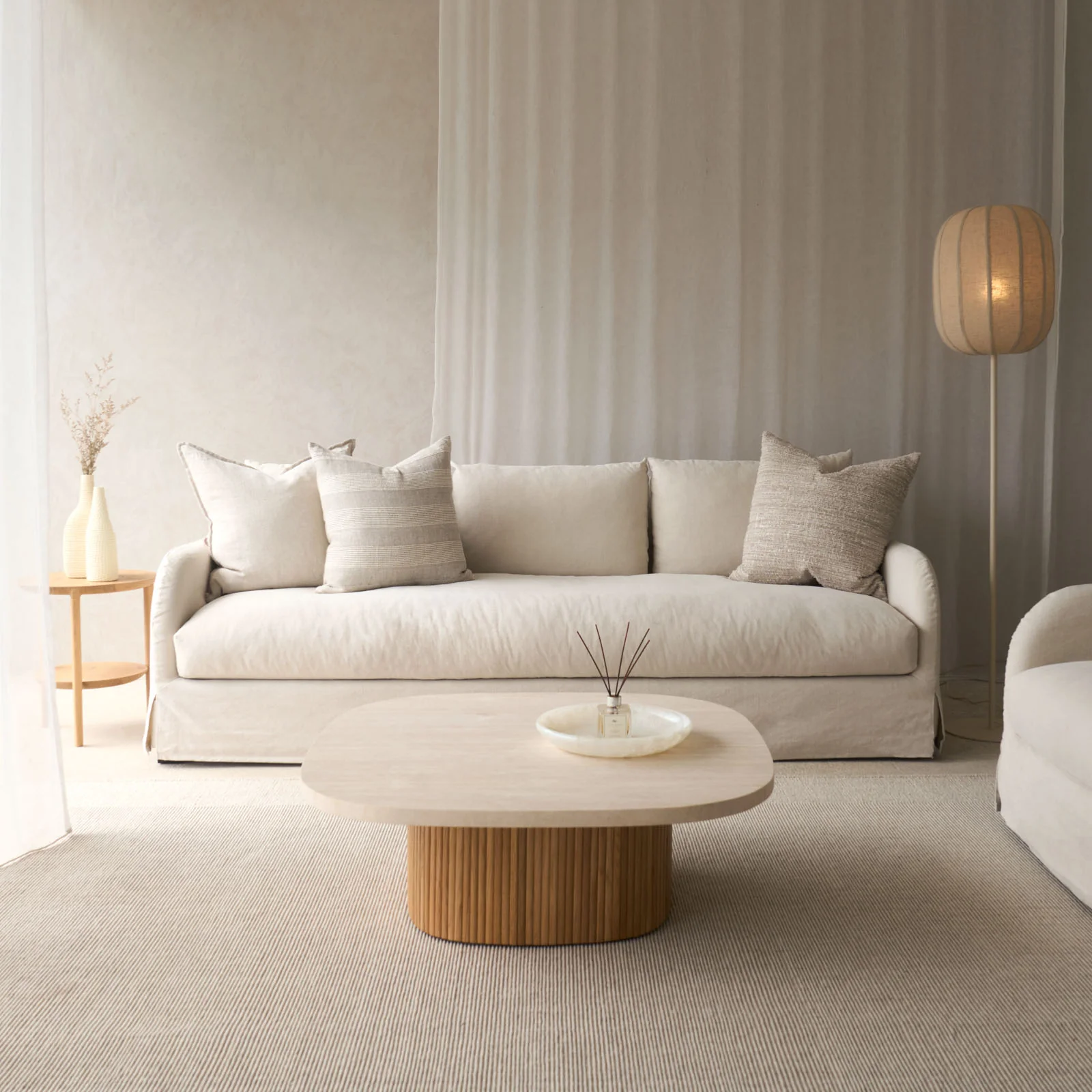 Quality Corte Fabric Sofa Ecru 234cm Artisan