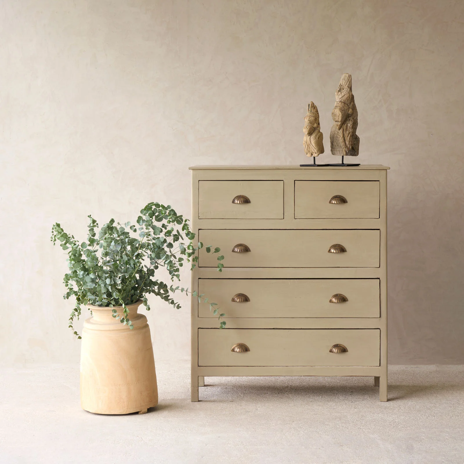 Contemporary Vintage Chest of Drawers Linen Fine