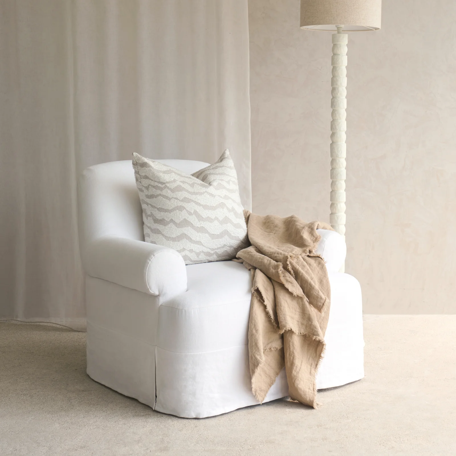 High-Grade Lucca Fabric Armchair Snow 94cm Traditional