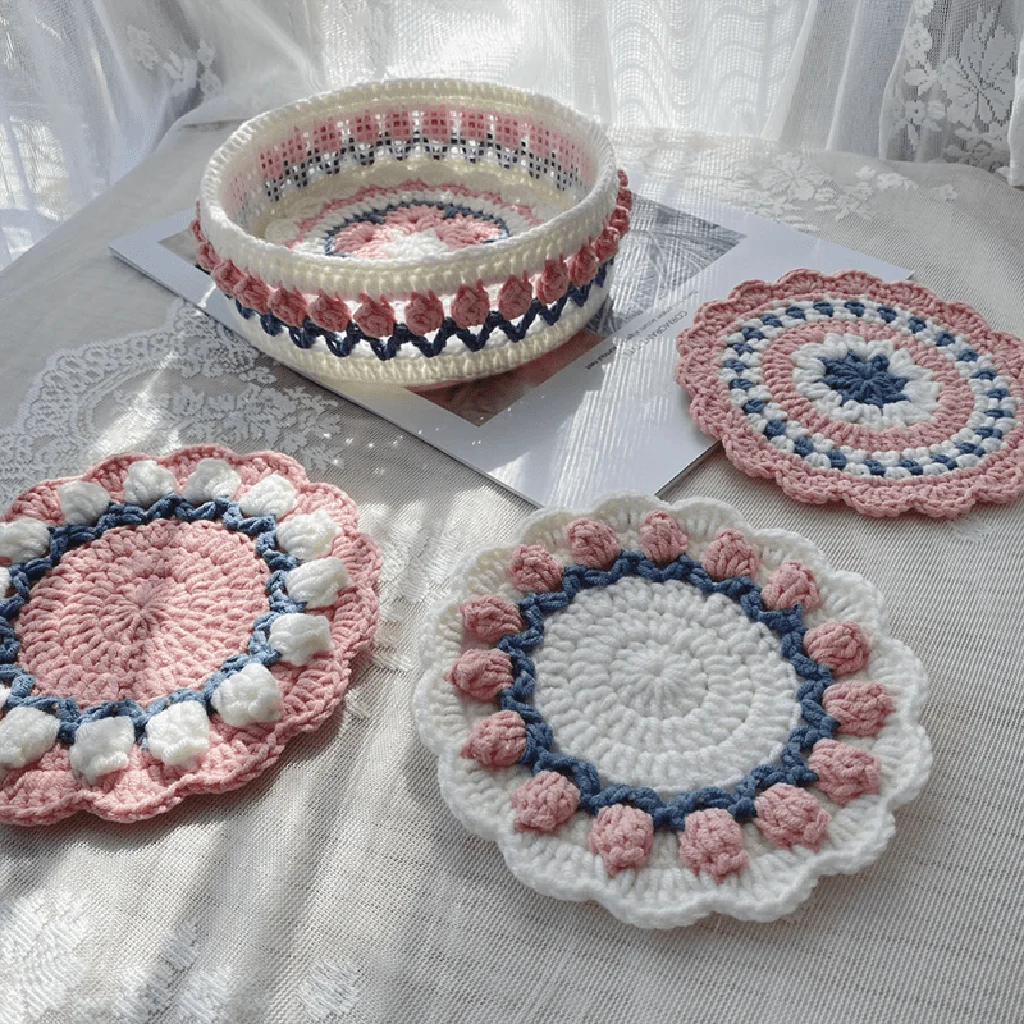 Expertly Made Rose Collection - Handmade Crochet Storage Basket - Pink Certified