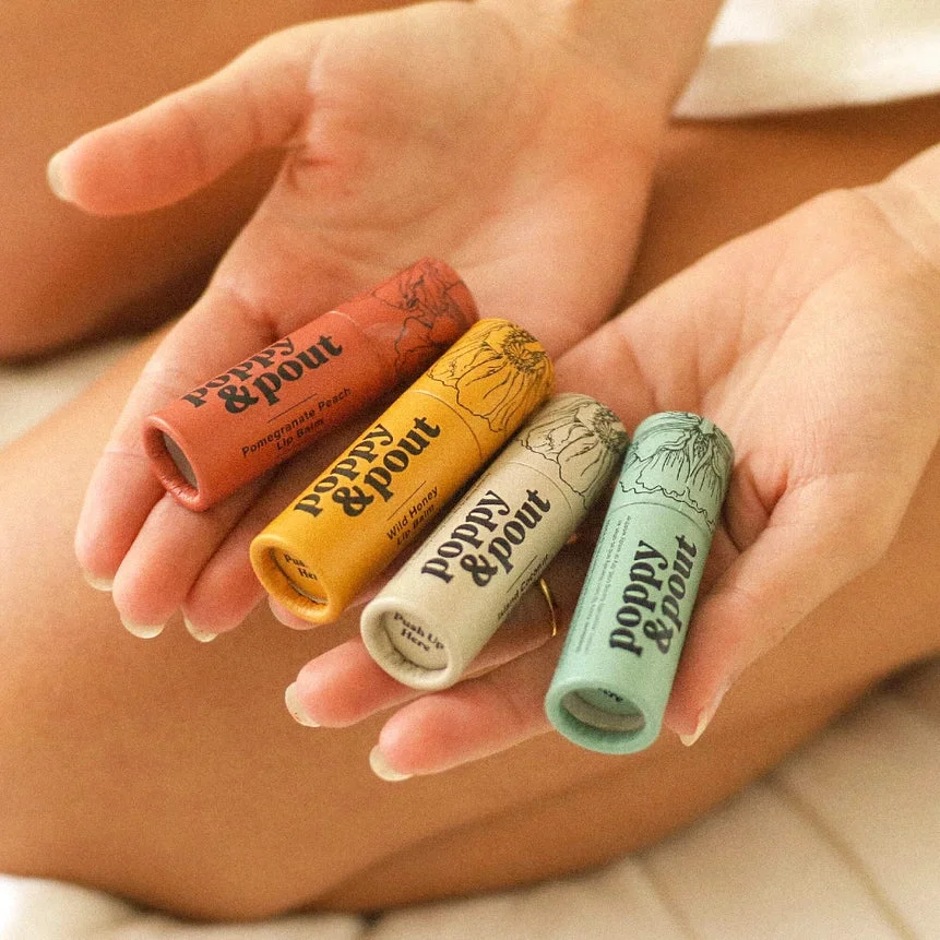 Original Poppy Pout Lip Balm Collection Natural Hydrating Lip Balm Trendy