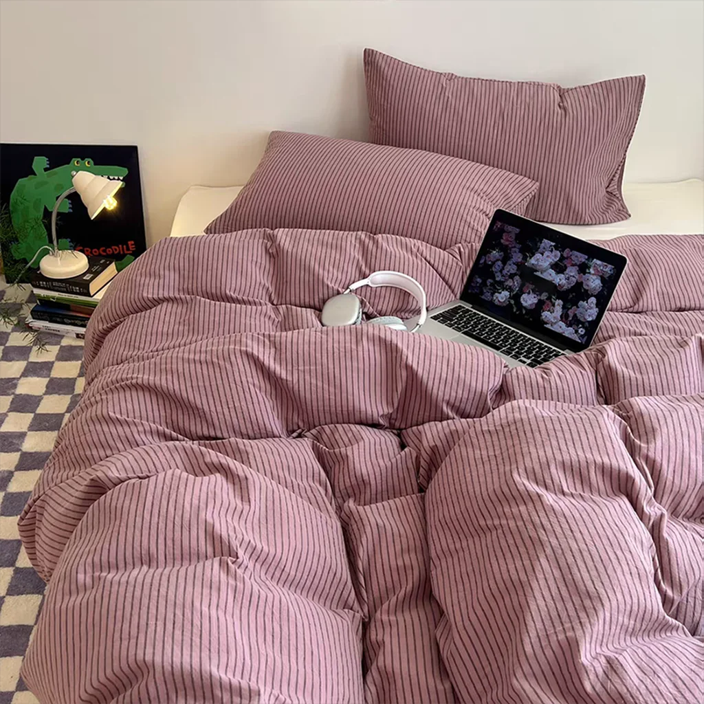 Trendy Purple Striped Duvet Cover Professional