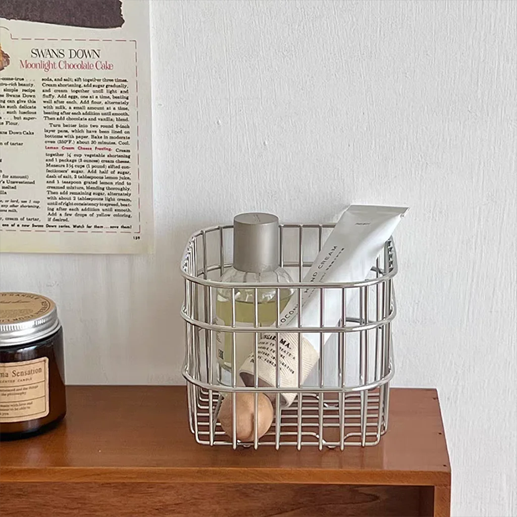 Clean Modern Silver Desk Storage Basket Healthy