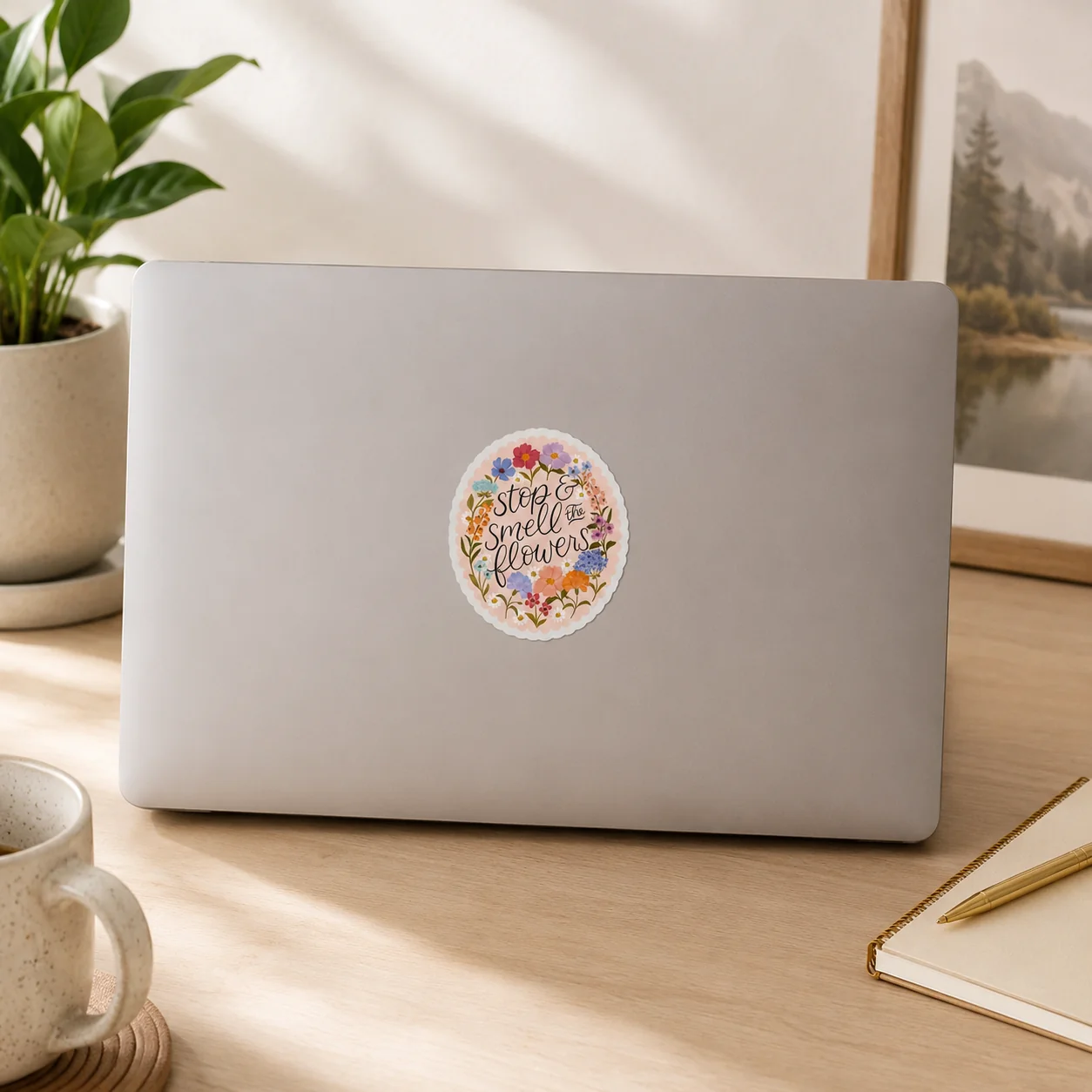 Efficient Clear Stop and Smell the Flowers Sticker 2.7x3 Easy-to-Use
