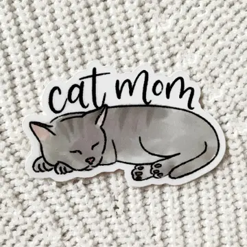 Contemporary Cat Mom Sticker 2 x3 Artisan