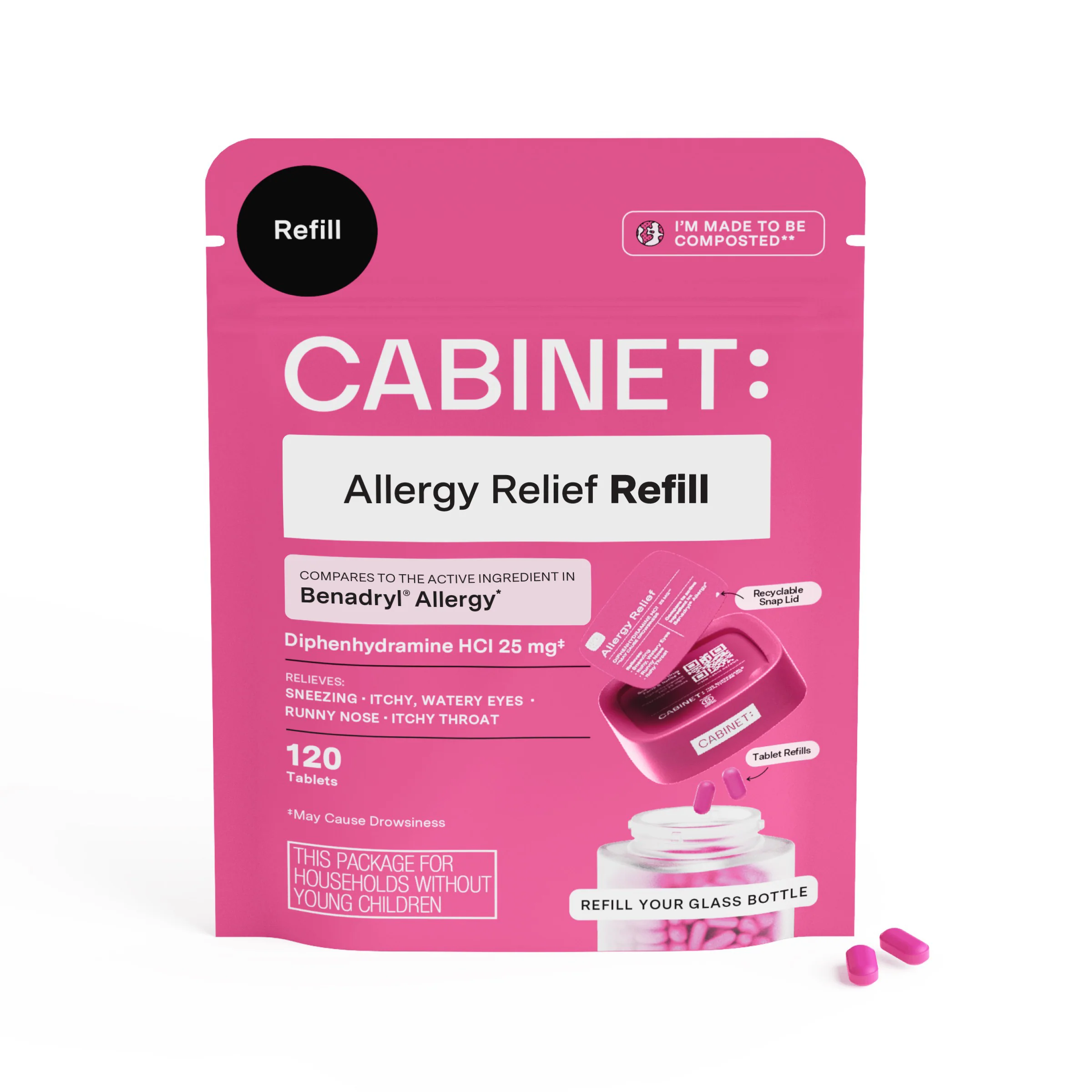 Convenient Cabinet Health Allergy Relief Refill - Diphenhydramine 25 mg Quality