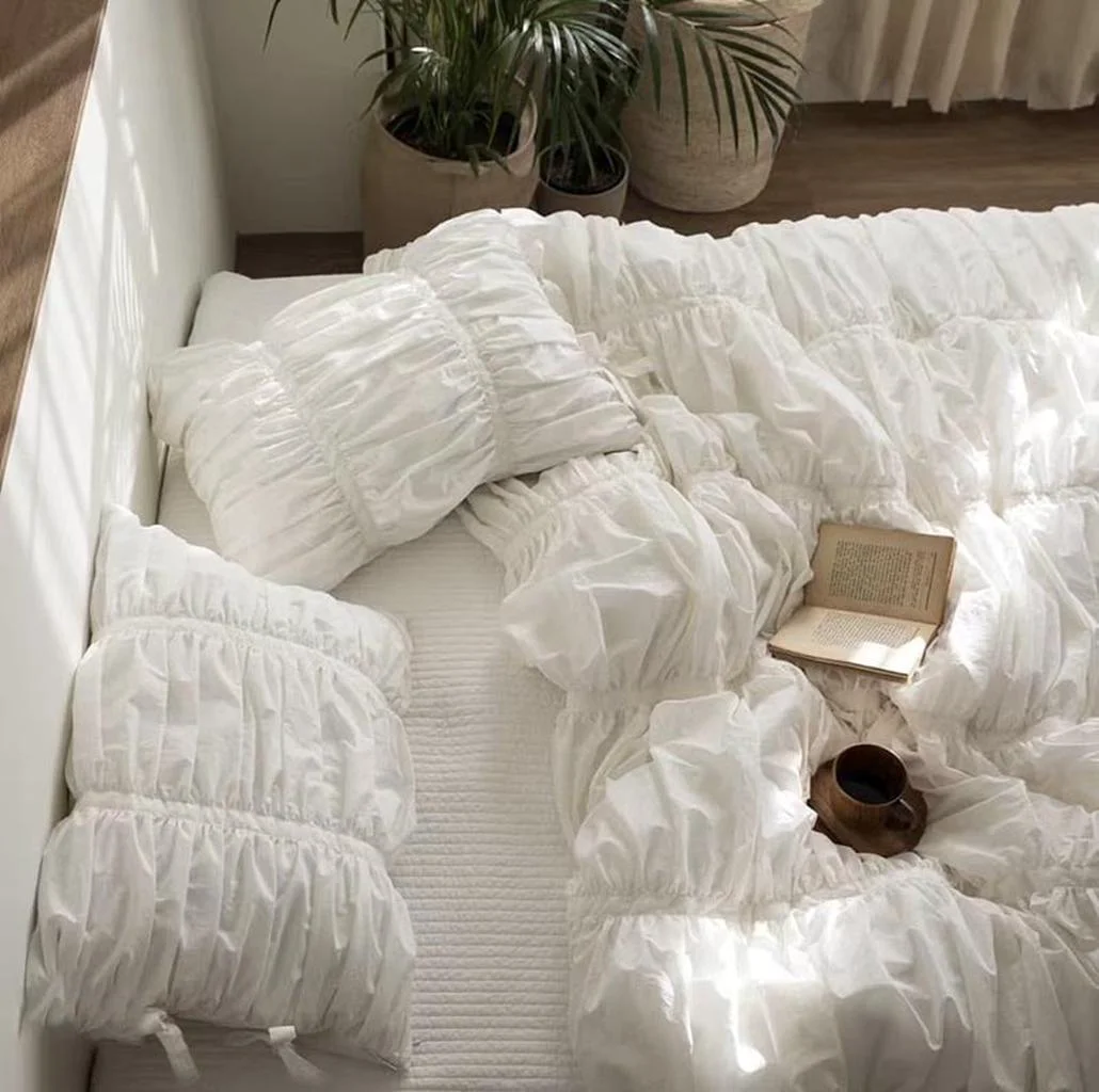 Long-Lasting Fairy Ruched Duvet Cover Set Easy-to-Use