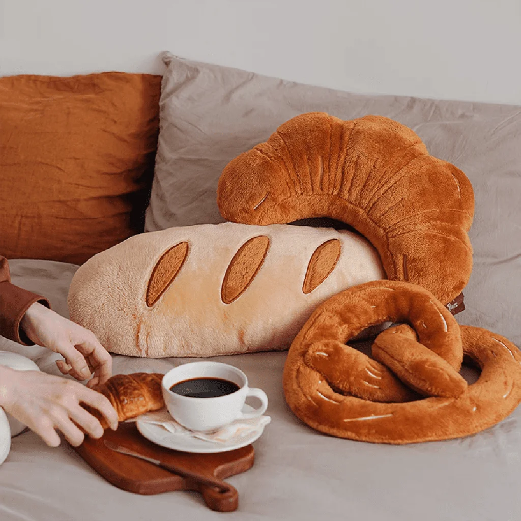 Smooth Cute Bread Collection Throw Pillow Healthy