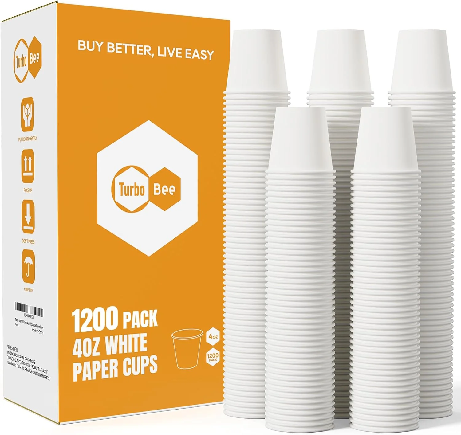 Sophisticated Turbo Bee 1200Pack 4oz Disposable Paper Cups Disposable Espresso Cups Coffee Cups Hot Cold Beverage Drinking Cups for Party Travel and Events Classic