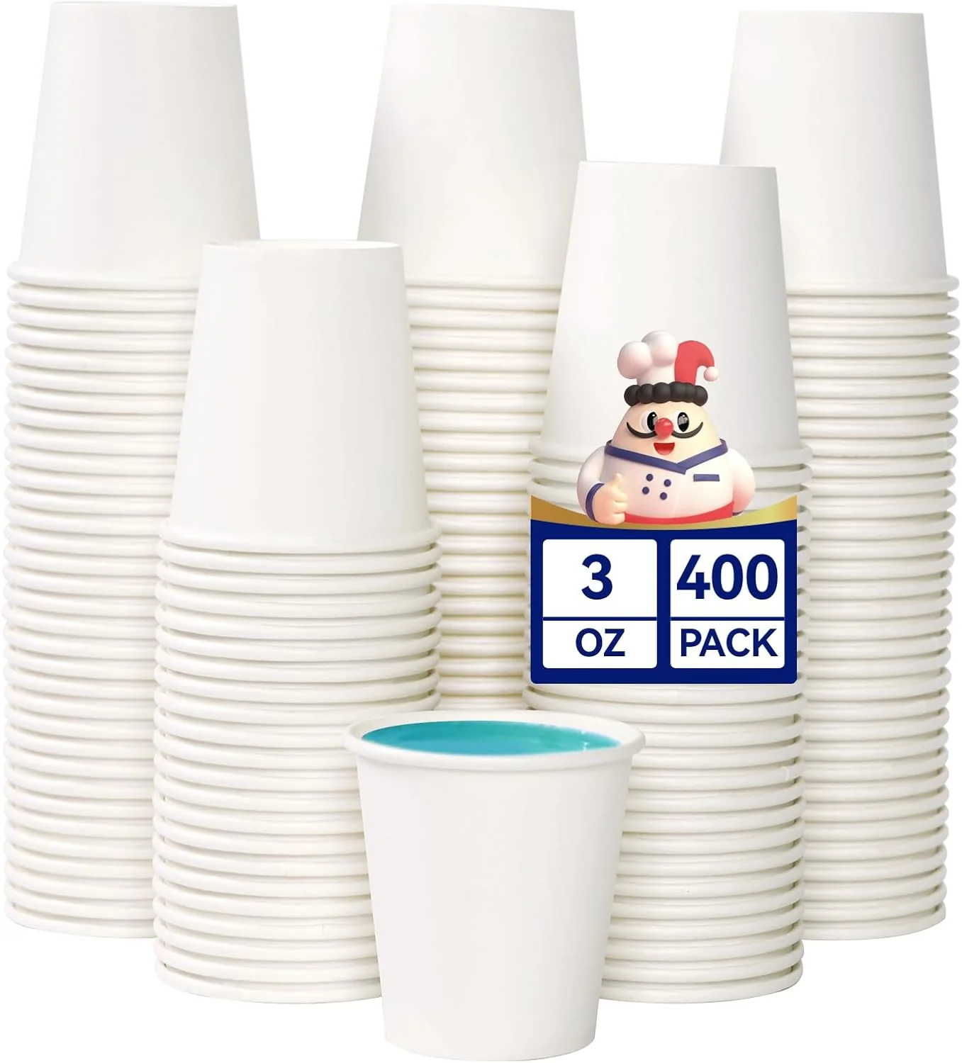 Proven Jolly Chef 400 Count 3 oz Paper Cups Disposable Mini Bathroom Mouthwash Cups for Home Office School Store Elegant