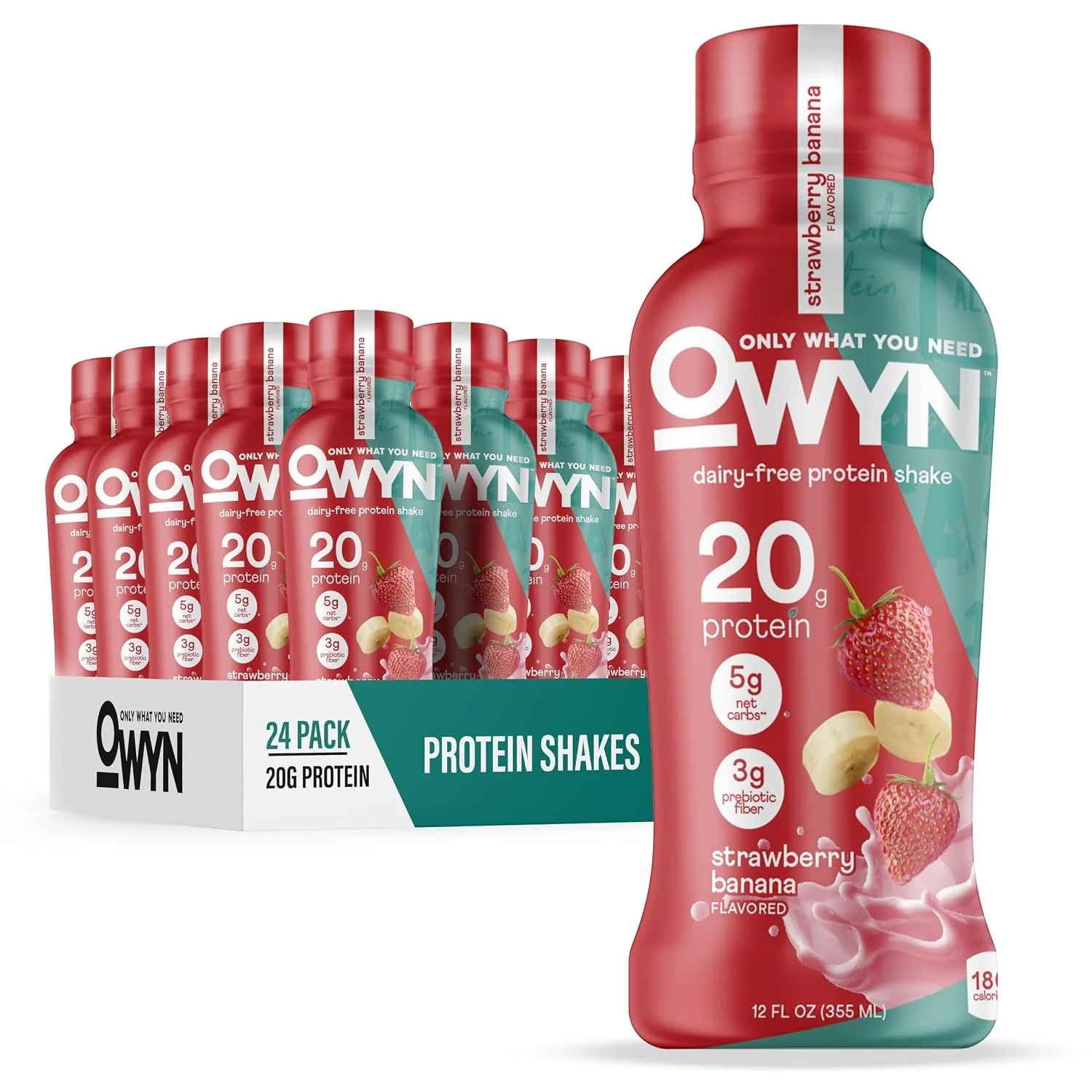 Traditional OWYN Only What You Need Strawberry Banana Flavored 20g Protein Shake 12 Ct Minimalist