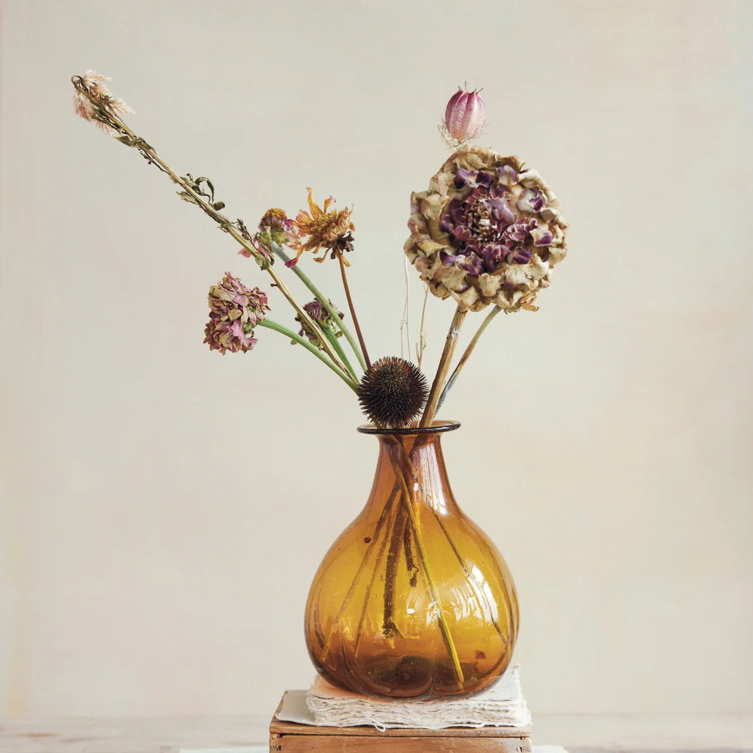 Fine Amber Hand-Blown Glass Vase Original Design