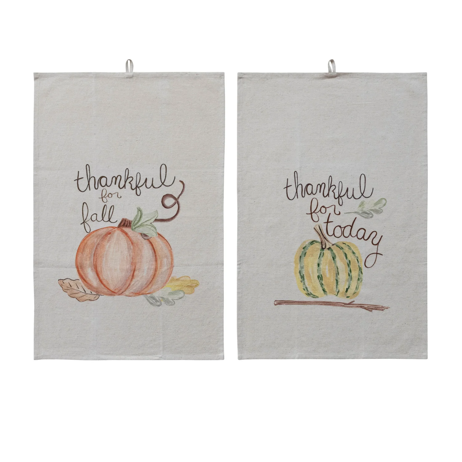 Green Thankful Pumpkin Tea Towel Organic