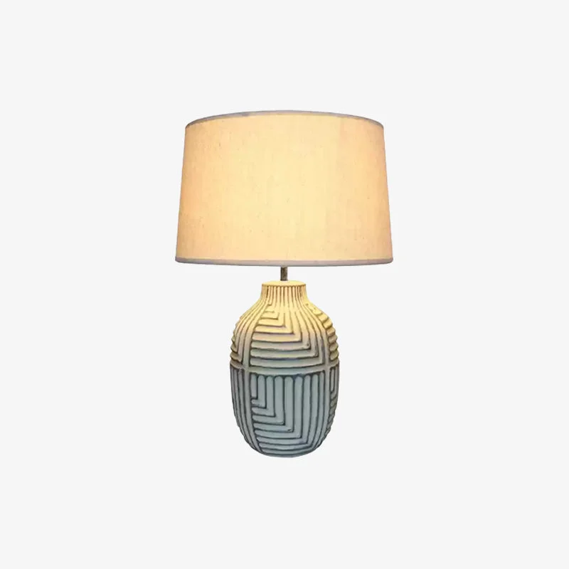 Proven Retro rural woodcarving decorative fabric table lamp Verified