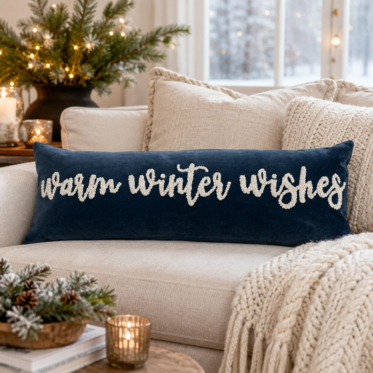 Effective Warm Winter Wishes Velvet Lumbar Pillow Minimalist