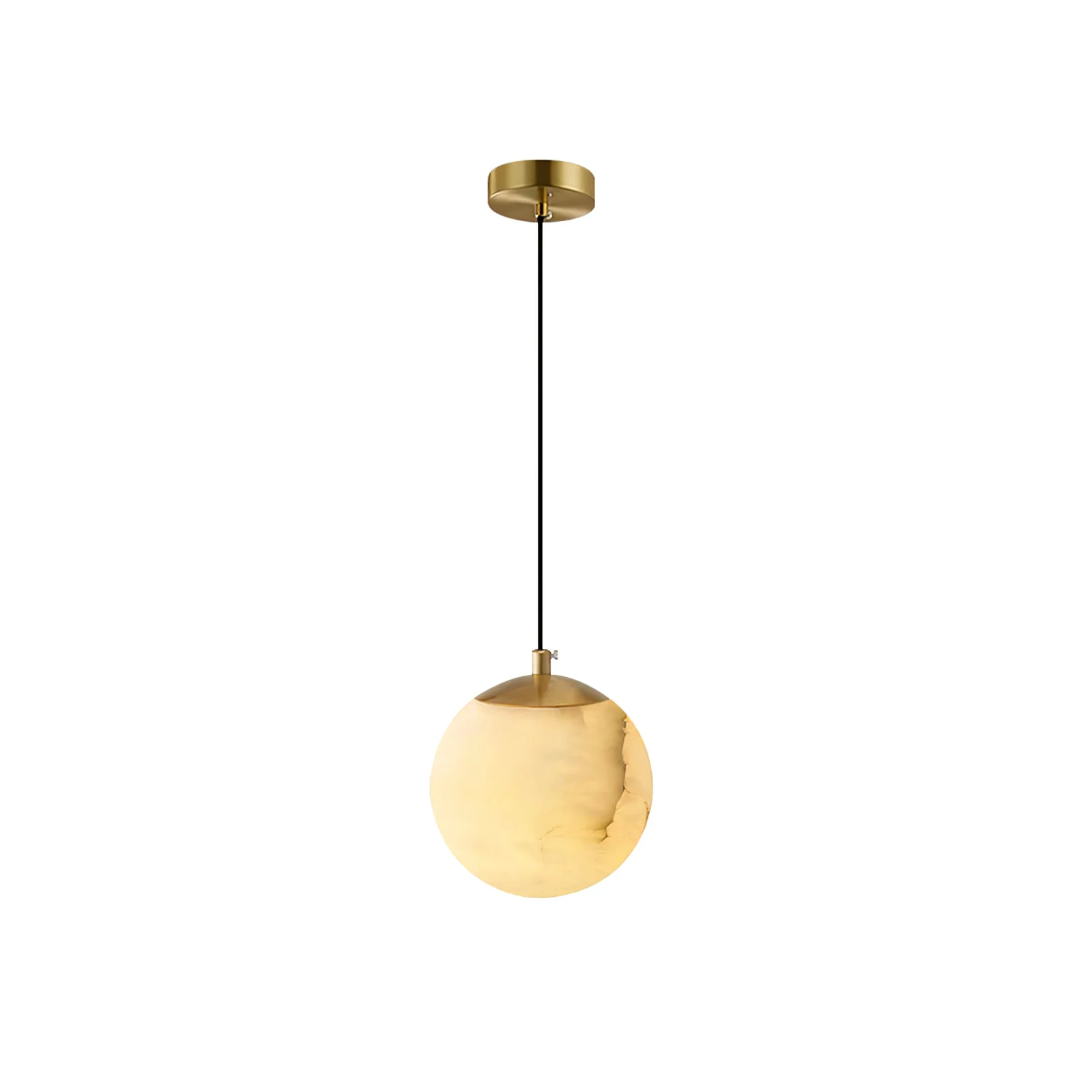 World-Class Amber Alabaster Globe Pendant Light Soft